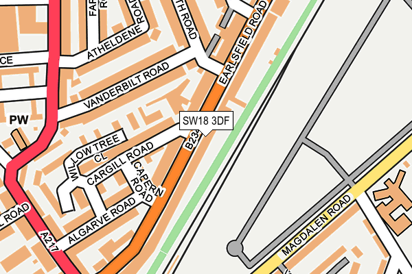 SW18 3DF map - OS OpenMap – Local (Ordnance Survey)