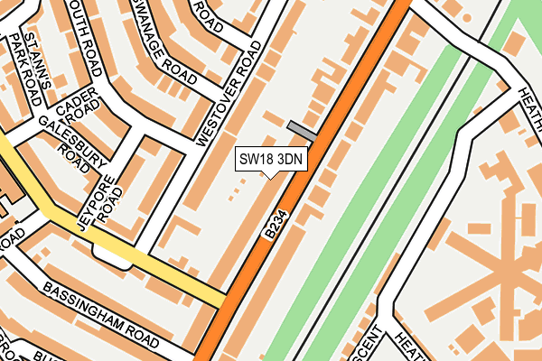 SW18 3DN map - OS OpenMap – Local (Ordnance Survey)
