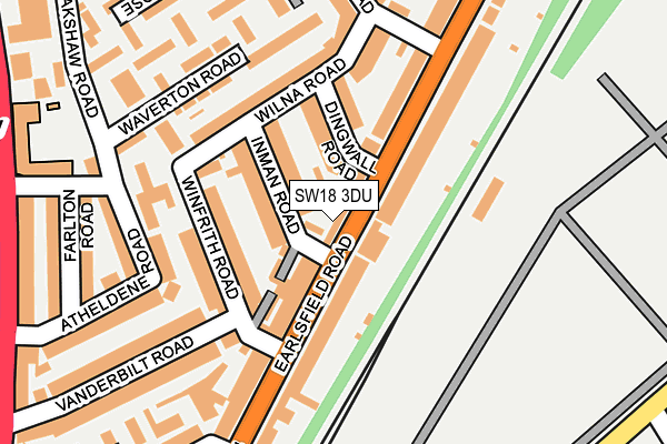 SW18 3DU map - OS OpenMap – Local (Ordnance Survey)