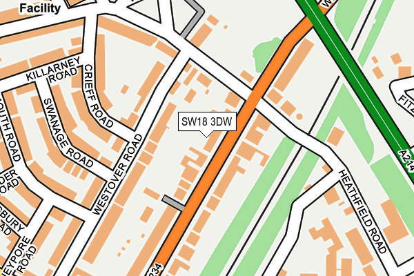 SW18 3DW map - OS OpenMap – Local (Ordnance Survey)