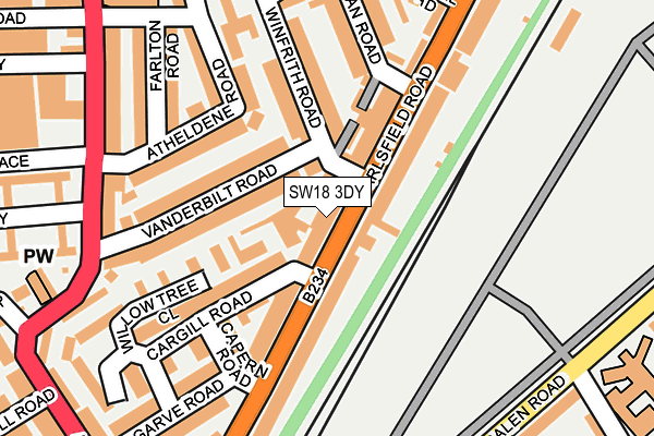 SW18 3DY map - OS OpenMap – Local (Ordnance Survey)