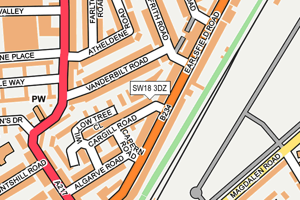 SW18 3DZ map - OS OpenMap – Local (Ordnance Survey)