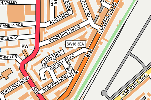 SW18 3EA map - OS OpenMap – Local (Ordnance Survey)