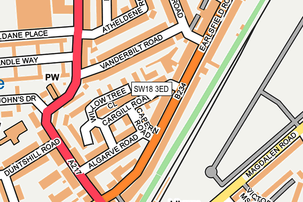 SW18 3ED map - OS OpenMap – Local (Ordnance Survey)