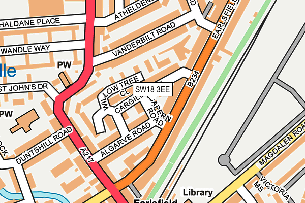 SW18 3EE map - OS OpenMap – Local (Ordnance Survey)