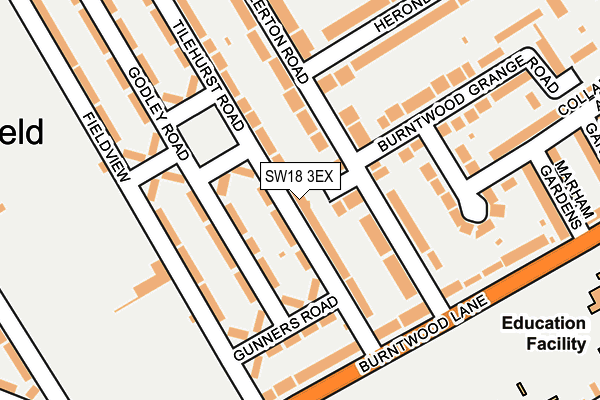SW18 3EX map - OS OpenMap – Local (Ordnance Survey)
