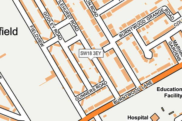 SW18 3EY map - OS OpenMap – Local (Ordnance Survey)