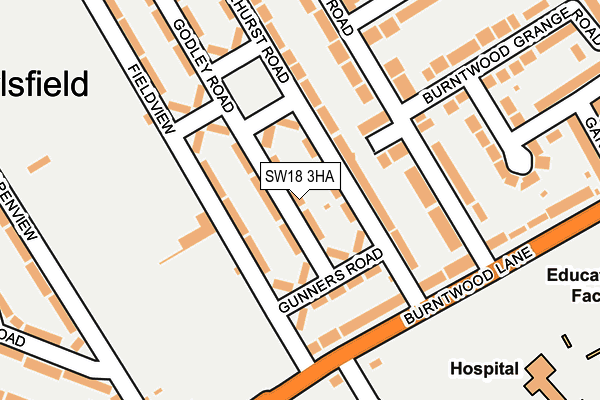SW18 3HA map - OS OpenMap – Local (Ordnance Survey)