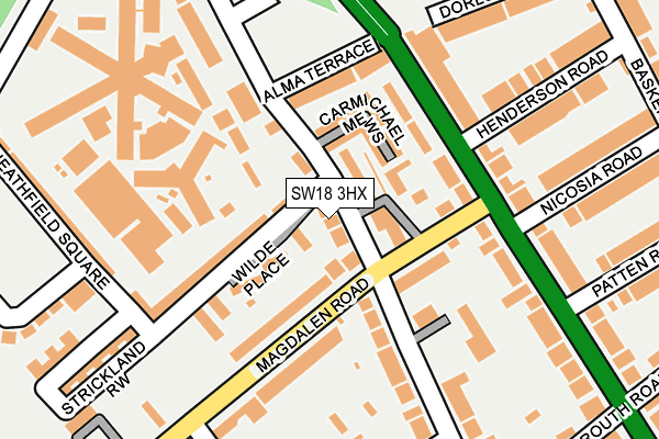 SW18 3HX map - OS OpenMap – Local (Ordnance Survey)