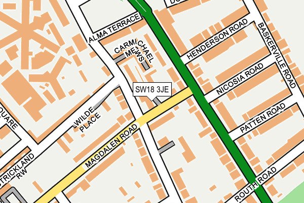 SW18 3JE map - OS OpenMap – Local (Ordnance Survey)