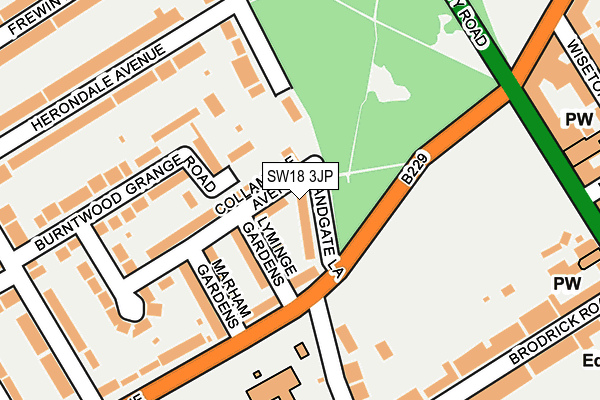 SW18 3JP map - OS OpenMap – Local (Ordnance Survey)