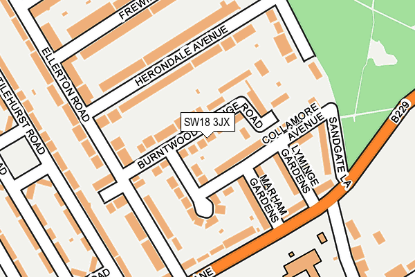 SW18 3JX map - OS OpenMap – Local (Ordnance Survey)
