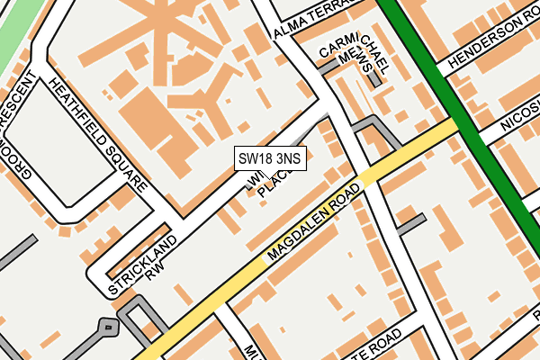 SW18 3NS map - OS OpenMap – Local (Ordnance Survey)