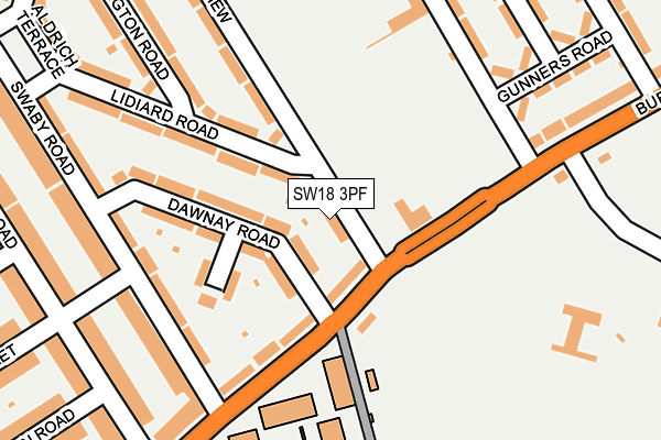 SW18 3PF map - OS OpenMap – Local (Ordnance Survey)