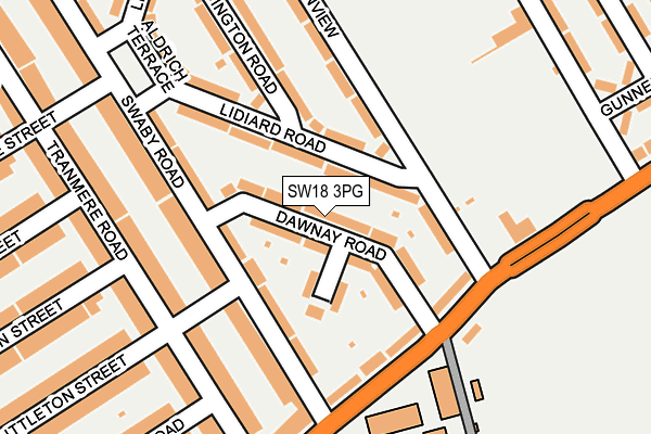SW18 3PG map - OS OpenMap – Local (Ordnance Survey)