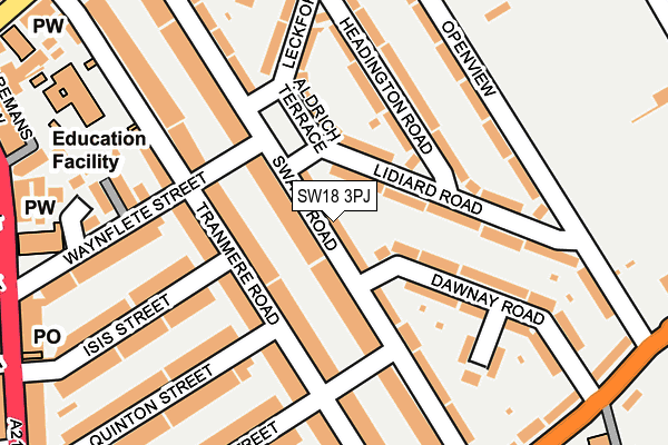 SW18 3PJ map - OS OpenMap – Local (Ordnance Survey)