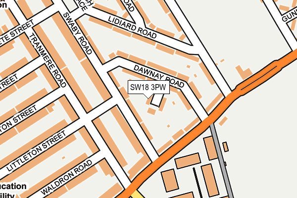 SW18 3PW map - OS OpenMap – Local (Ordnance Survey)