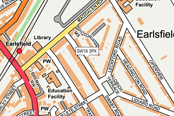 SW18 3PX map - OS OpenMap – Local (Ordnance Survey)