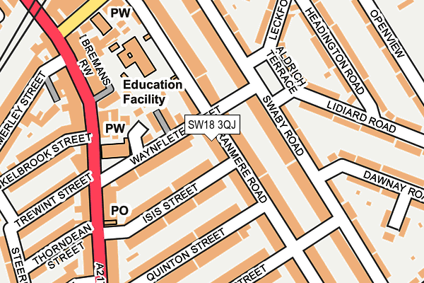 SW18 3QJ map - OS OpenMap – Local (Ordnance Survey)