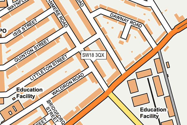 SW18 3QX map - OS OpenMap – Local (Ordnance Survey)