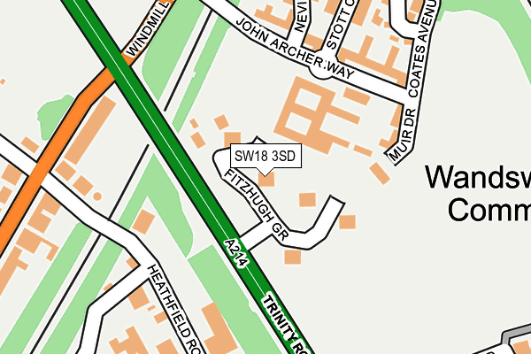 SW18 3SD map - OS OpenMap – Local (Ordnance Survey)