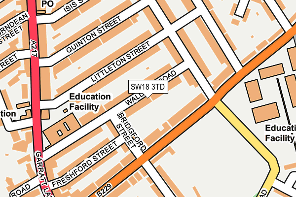 SW18 3TD map - OS OpenMap – Local (Ordnance Survey)