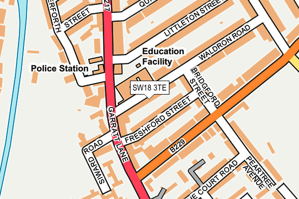 SW18 3TE map - OS OpenMap – Local (Ordnance Survey)
