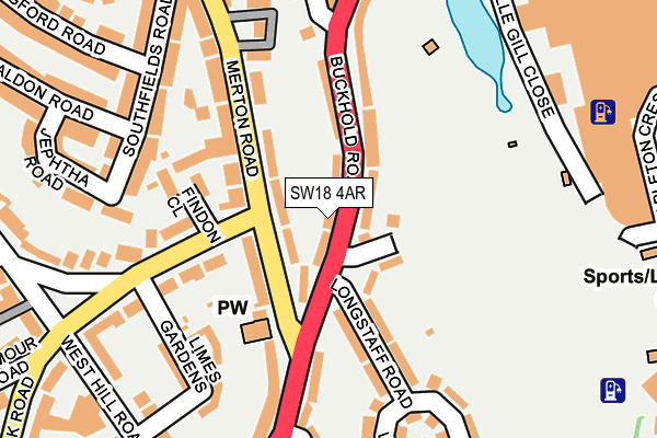 SW18 4AR map - OS OpenMap – Local (Ordnance Survey)