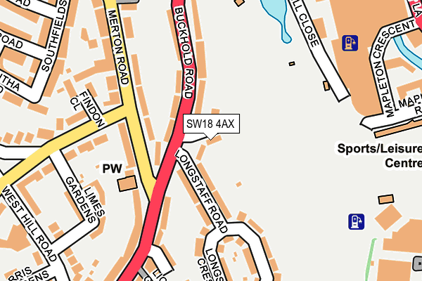 SW18 4AX map - OS OpenMap – Local (Ordnance Survey)