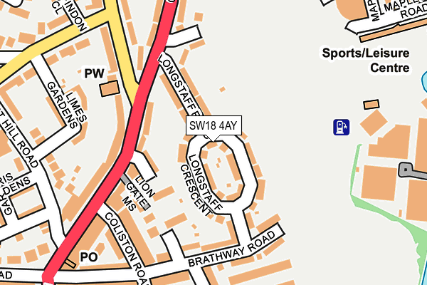 SW18 4AY map - OS OpenMap – Local (Ordnance Survey)