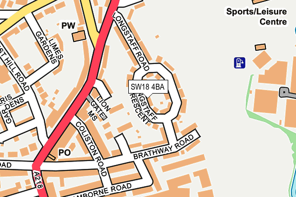 SW18 4BA map - OS OpenMap – Local (Ordnance Survey)