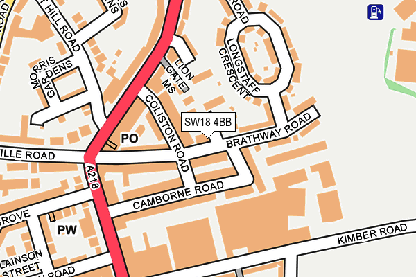 SW18 4BB map - OS OpenMap – Local (Ordnance Survey)