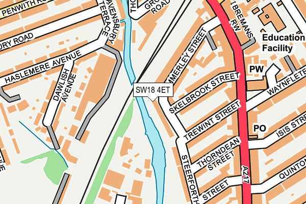 SW18 4ET map - OS OpenMap – Local (Ordnance Survey)