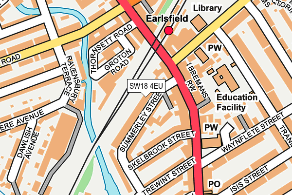 SW18 4EU map - OS OpenMap – Local (Ordnance Survey)