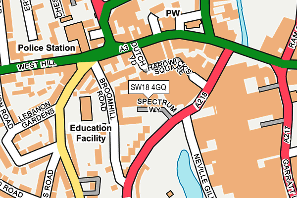 SW18 4GQ map - OS OpenMap – Local (Ordnance Survey)