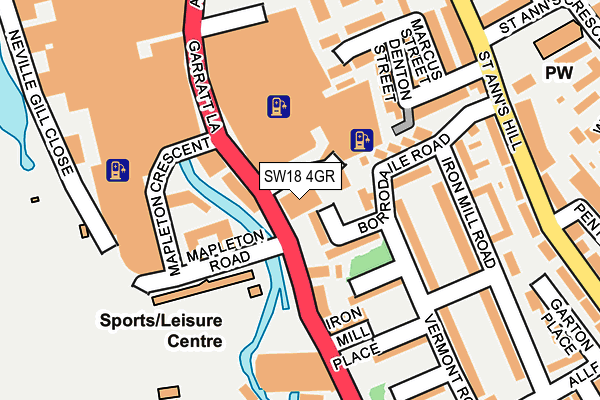SW18 4GR map - OS OpenMap – Local (Ordnance Survey)