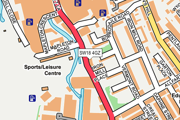SW18 4GZ map - OS OpenMap – Local (Ordnance Survey)