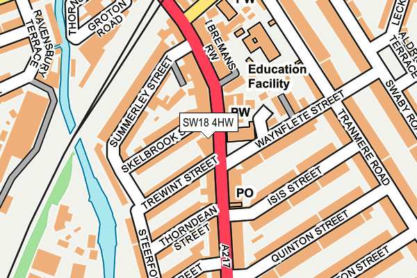 SW18 4HW map - OS OpenMap – Local (Ordnance Survey)