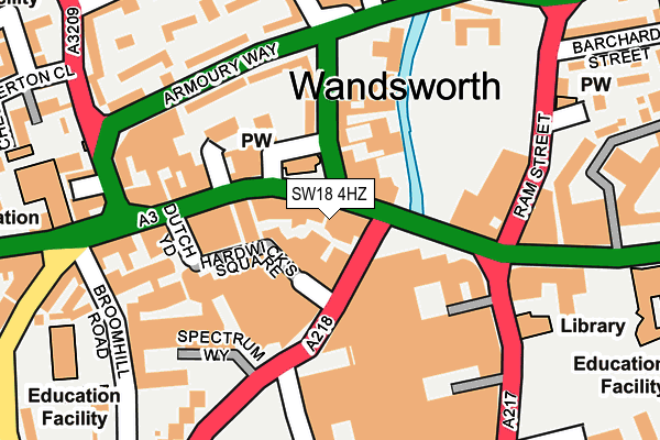 SW18 4HZ map - OS OpenMap – Local (Ordnance Survey)