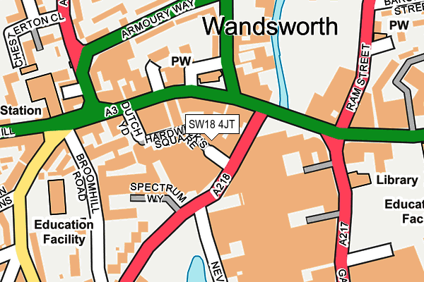 SW18 4JT map - OS OpenMap – Local (Ordnance Survey)