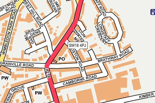 SW18 4PJ map - OS OpenMap – Local (Ordnance Survey)