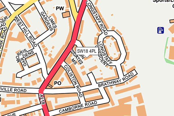 SW18 4PL map - OS OpenMap – Local (Ordnance Survey)