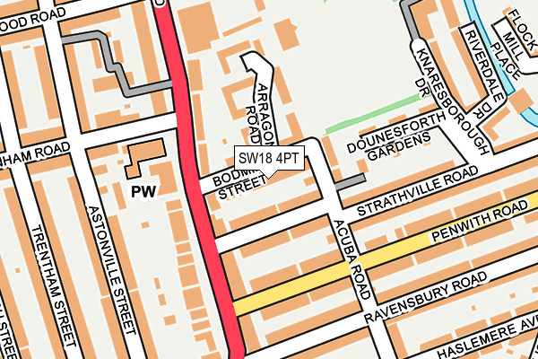 SW18 4PT map - OS OpenMap – Local (Ordnance Survey)