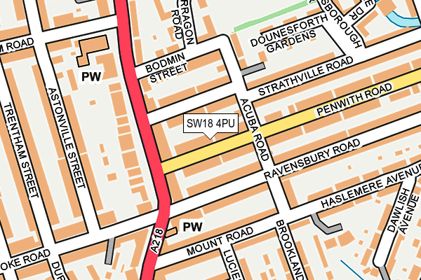 SW18 4PU map - OS OpenMap – Local (Ordnance Survey)