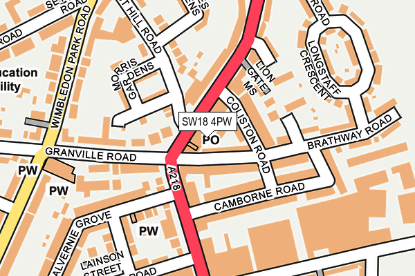 SW18 4PW map - OS OpenMap – Local (Ordnance Survey)