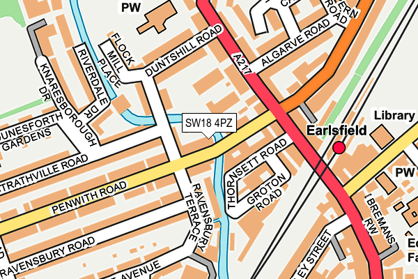 SW18 4PZ map - OS OpenMap – Local (Ordnance Survey)