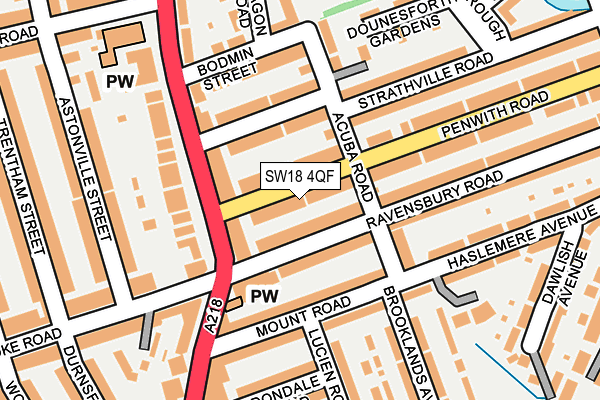 SW18 4QF map - OS OpenMap – Local (Ordnance Survey)