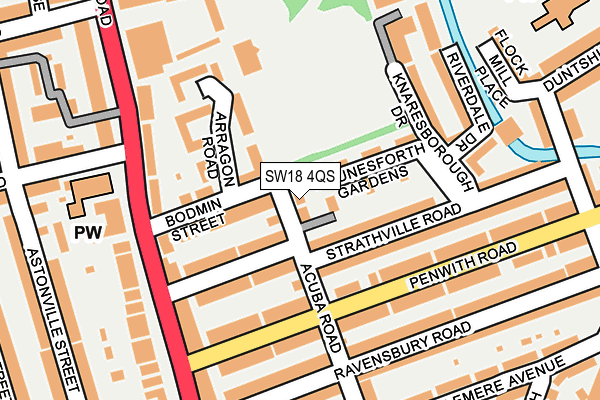 SW18 4QS map - OS OpenMap – Local (Ordnance Survey)