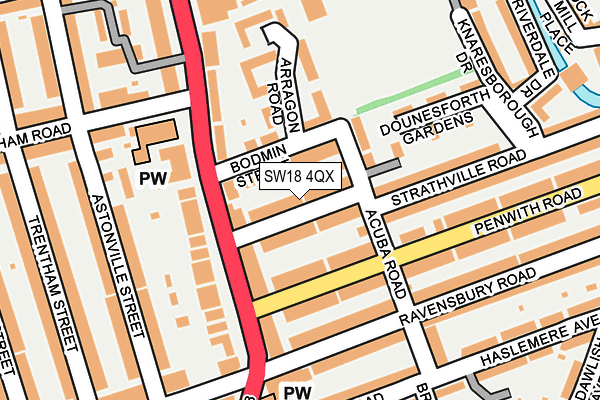 SW18 4QX map - OS OpenMap – Local (Ordnance Survey)