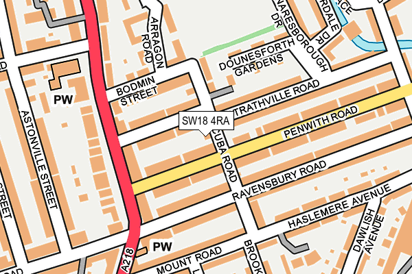 SW18 4RA map - OS OpenMap – Local (Ordnance Survey)